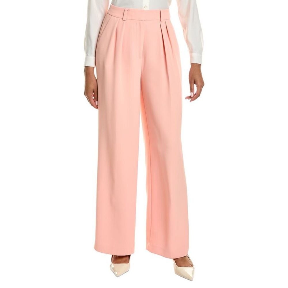 Kenneth Cole Womens  High-Rise Pleated Wide Leg Pant, Pink